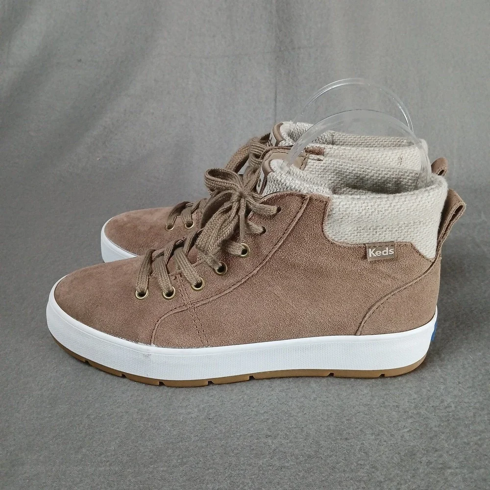 Keds Suede Lace‎ Up Ankle Booties Fall Sweater Top Taupe Women's 6.5 #WH65607